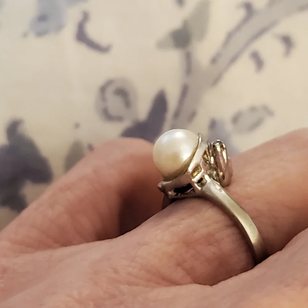 Vintage 10k wg genuine pearl ring